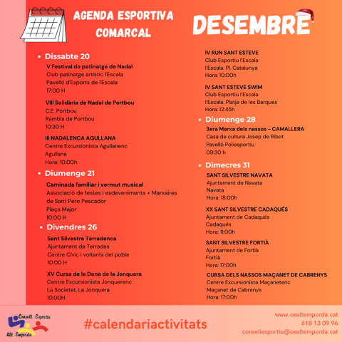 AGENDA ESPORTIVA COMARCAL 2026