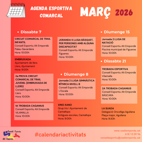AGENDA ESPORTIVA COMARCAL 2026