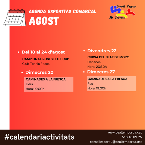 AGENDA ESPORTIVA COMARCAL 2025