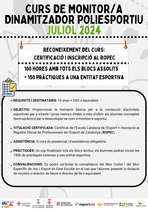 FORMACIÓ MONITOR/A DINAMITZADOR POLIESPORTIU 2023-2024