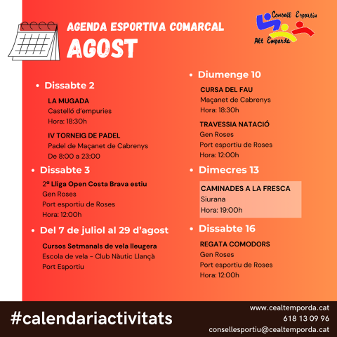 AGENDA ESPORTIVA COMARCAL 2025