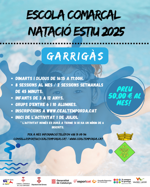 ESCOLA DE NATACIÓ COMARCAL D'ESTIU 2025