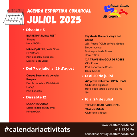 AGENDA ESPORTIVA COMARCAL 2025