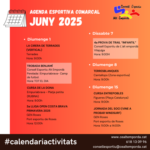 AGENDA ESPORTIVA COMARCAL 2025
