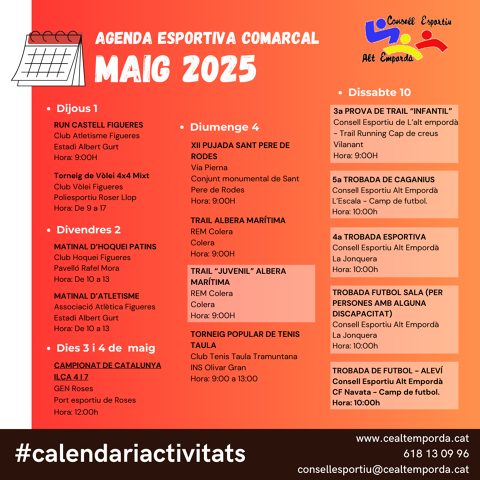 AGENDA ESPORTIVA COMARCAL 2025