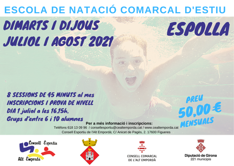 ESCOLA DE NATACIÓ COMARCAL D'ESTIU 2021