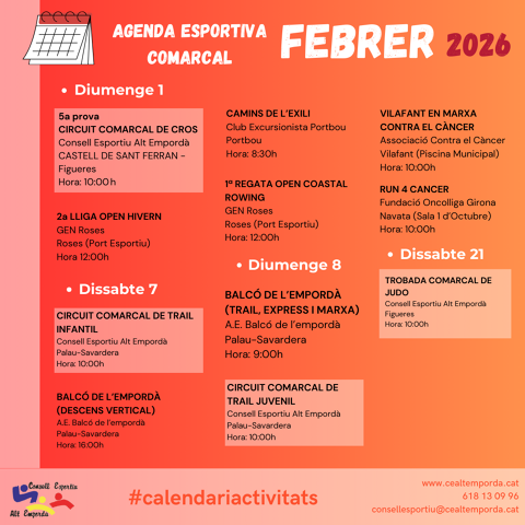 AGENDA ESPORTIVA COMARCAL 2026