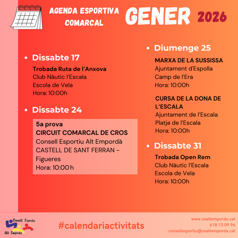 AGENDA ESPORTIVA COMARCAL 2026