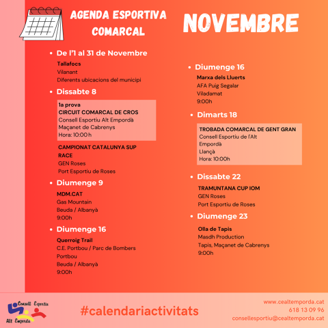 AGENDA ESPORTIVA COMARCAL 2025