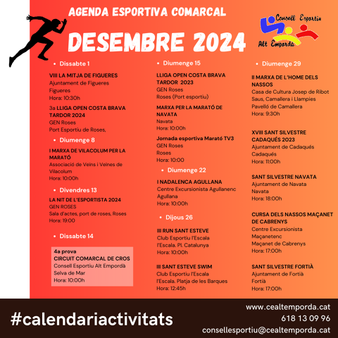 AGENDA ESPORTIVA COMARCAL 2025
