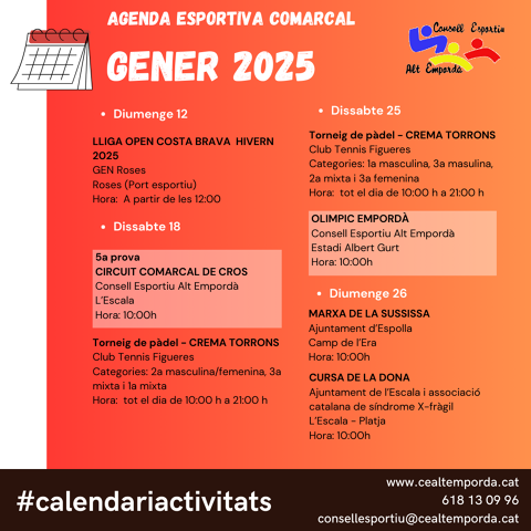 AGENDA ESPORTIVA COMARCAL 2025