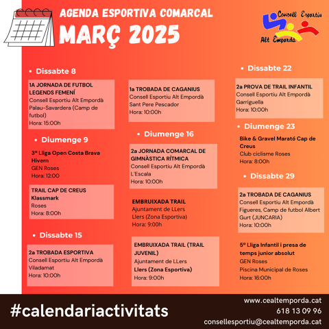 AGENDA ESPORTIVA COMARCAL 2025