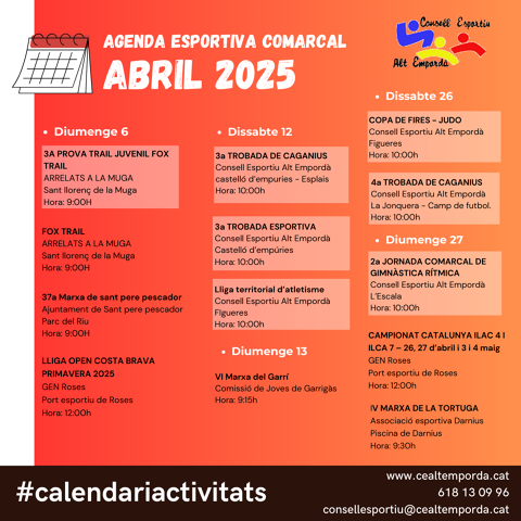 AGENDA ESPORTIVA COMARCAL 2025
