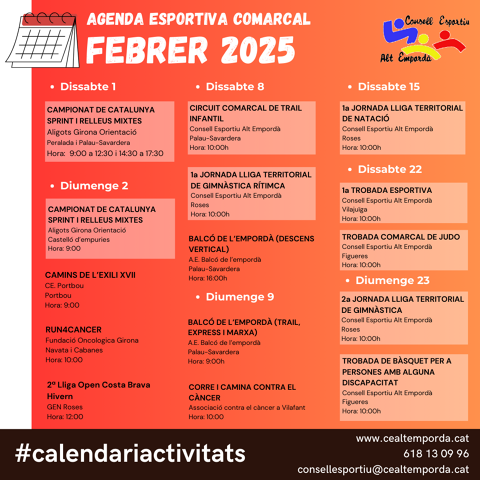 AGENDA ESPORTIVA COMARCAL 2025