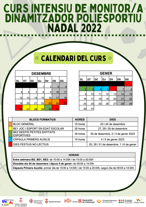 FORMACIÓ MONITOR DINAMITZADOR POLIESPORTIU - NADAL 2022