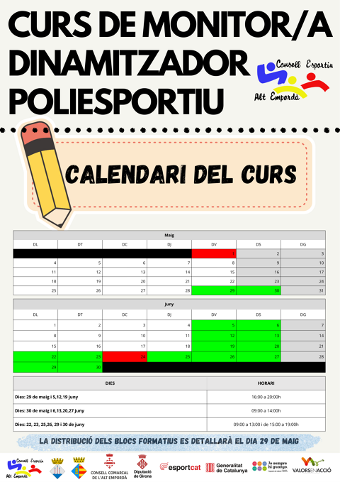 CURS DE MONITOR/A DINAMITZADOR POLIESPORTIU MAIG - JUNY 2026