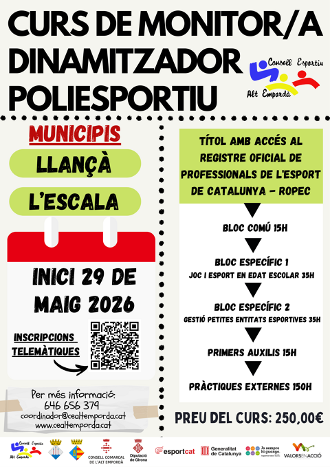 CURS DE MONITOR/A DINAMITZADOR POLIESPORTIU MAIG - JUNY 2026