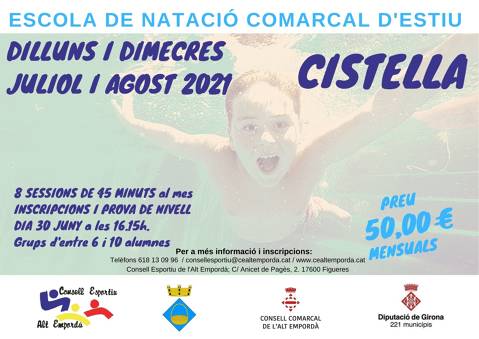 ESCOLA DE NATACIÓ COMARCAL D'ESTIU 2021