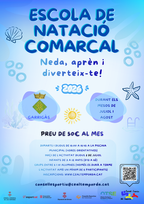 ESCOLA DE NATACIÓ COMARCAL D'ESTIU 2026