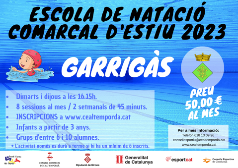 ESCOLA DE NATACIÓ COMARCAL D'ESTIU 2023
